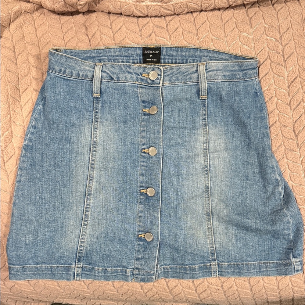 Just Black Denim Button-Up Mini Skirt
